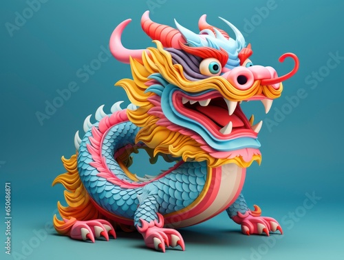 3d style minimalistic Chinese Dragon composition