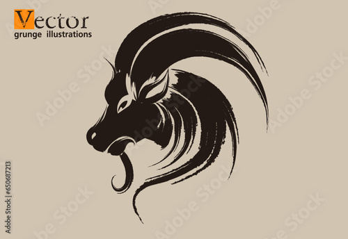 hand drawn goat sketch. Goat head illustration in engraving vintage style. Goat vector illustration.