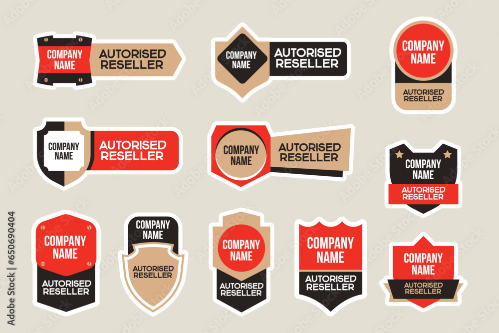 Authorized Reseller Label and Sticker Set Vector Design