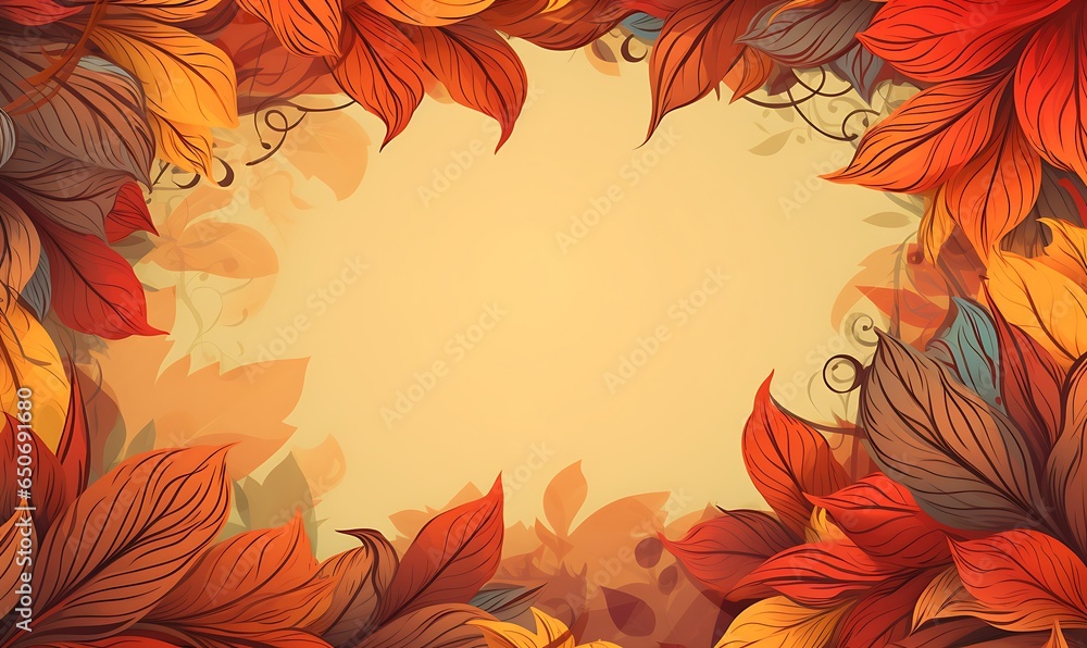 colourful ornament autumn frame background, Generative Ai colourful ornament autumn frame background, Generative Ai