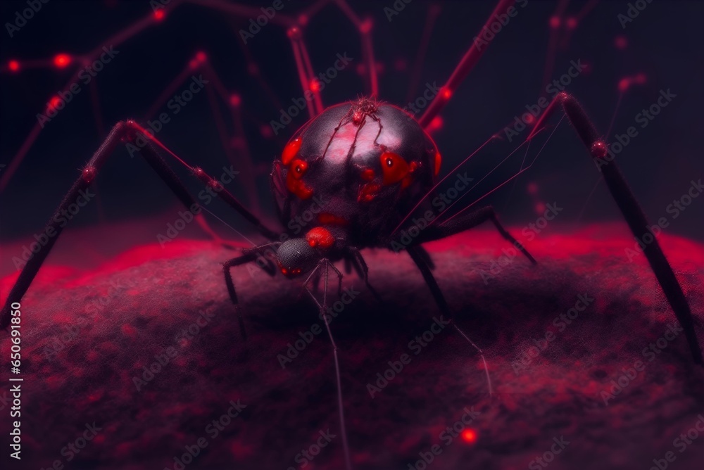 Obraz premium A red colour spider in red colour background.
