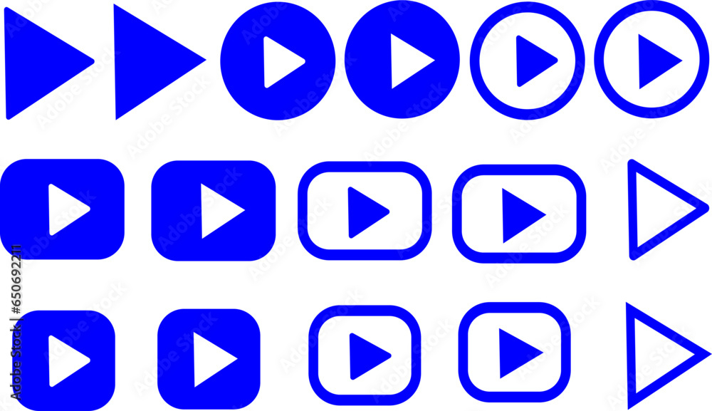Play button set. Play buttons collection. Replaceable vector design. Play button set. Play buttons collection. Replaceable vector design.