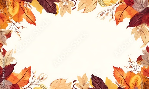 colourful ornament autumn frame background, Generative Ai