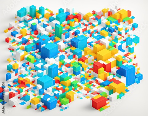 Illustration of multi-colored geometric shapes. AI generated.