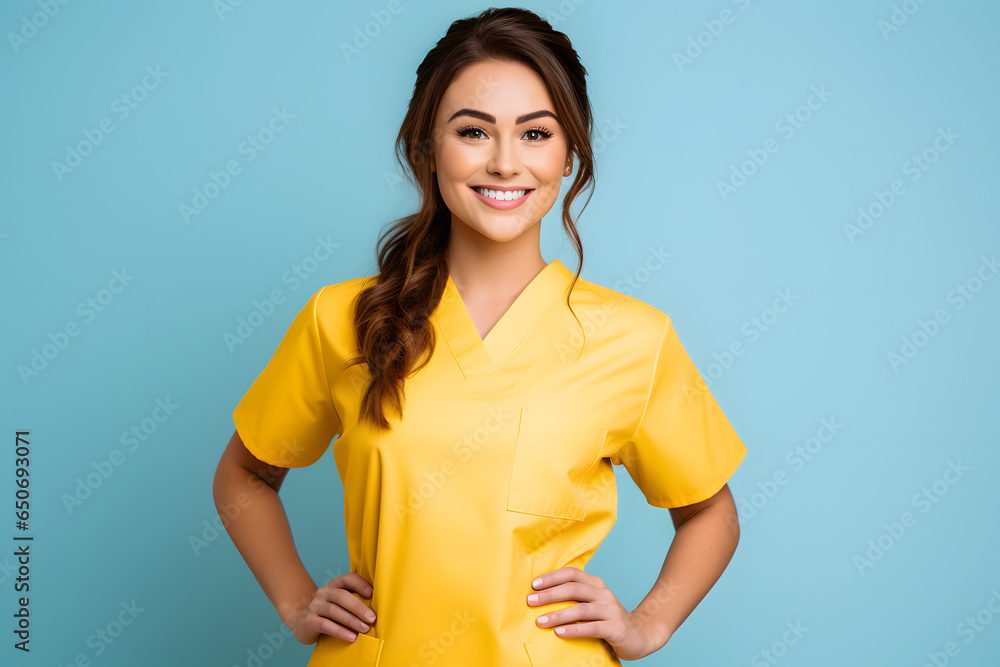 Junge professionelle lächelnde Krankenschwester Ärztin Profilbild Junge professionelle lächelnde Krankenschwester Ärztin Profilbild