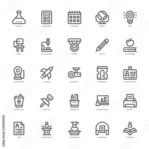 College Life icon pack for your website, mobile, presentation, and logo design. College Life icon outline design. Vector graphics illustration and editable stroke.