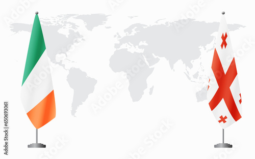 Ireland and Georgia flags for official meeting