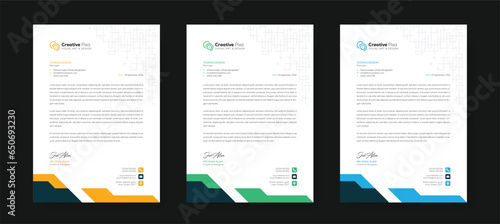 Modern letterhead design template with color variation bundle. Creative letterhead design template for your business. Abstract letterhead design template.