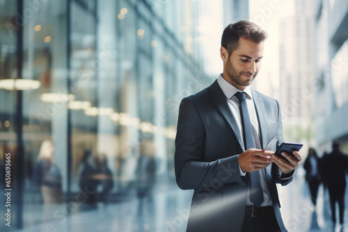 Businessman using smart phone at the Airport