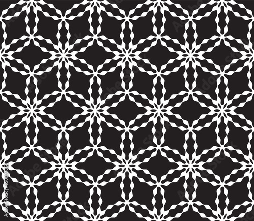 seamless sophisticated geometric floral pattern based on repetitive simple forms. vector illustration. for interior design, backgrounds, card, textile industry. black color
