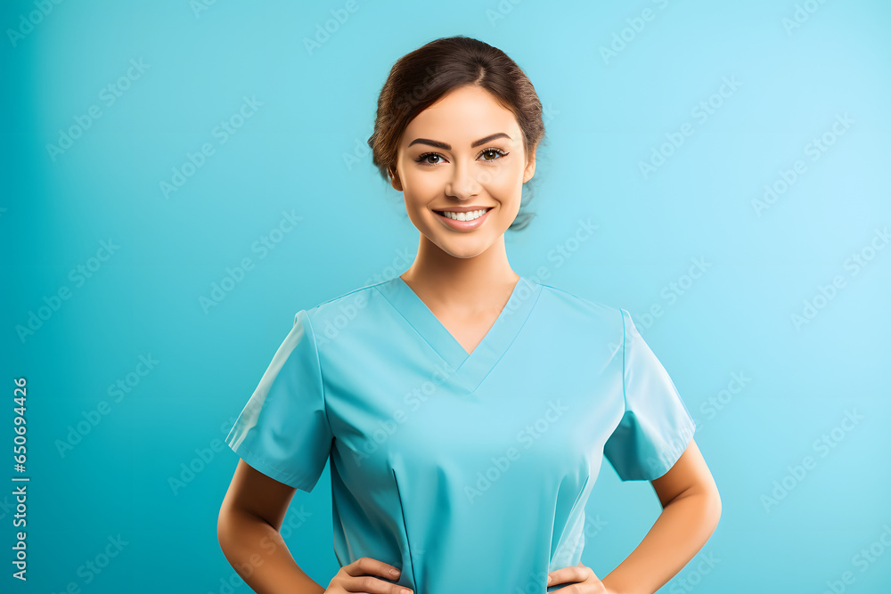 Junge professionelle lächelnde Krankenschwester Ärztin Profilbild Junge professionelle lächelnde Krankenschwester Ärztin Profilbild