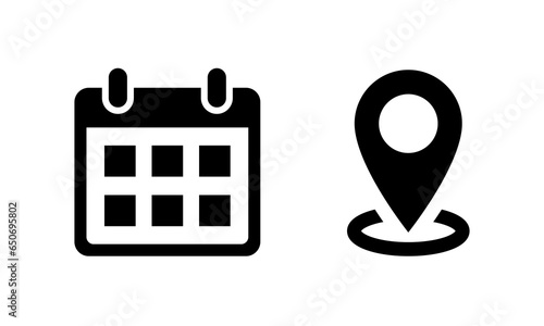 Calendar and location icon vector. Date and address sign symbol photo