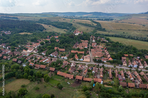 The fortified church and village of Viscri in Romania 