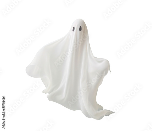 flying halloween ghost in a white sheet  png file of isolated cutout object on transparent background.