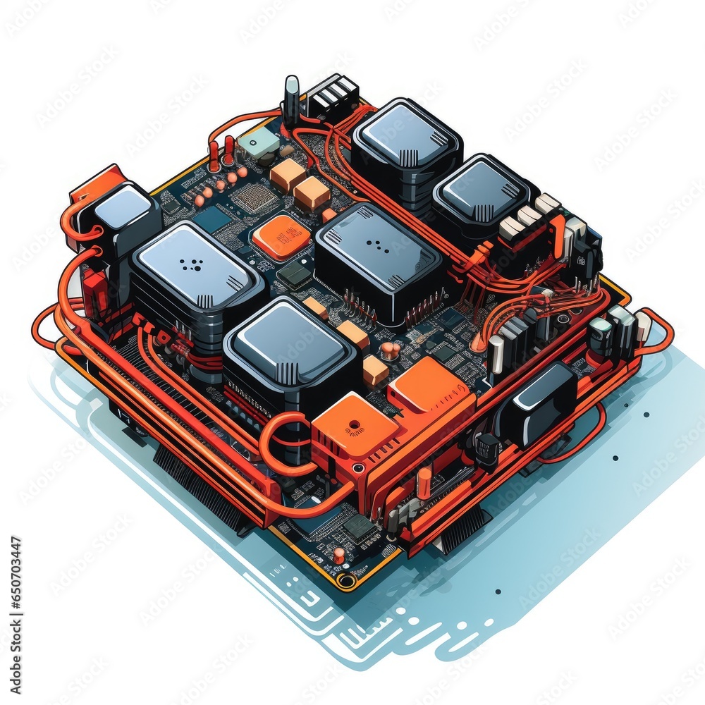 Chip in technology with cartoon style on a white background Chip in technology with cartoon style on a white background