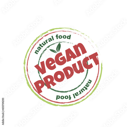 Vegan food and natural products sticker, label, badge and logo.
Ecology icon. Logo template with green leaves for organic and eco friendly products. Vector illustration
