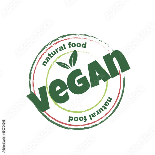 Vegan and natural products sticker, label, badge and logo.
Ecology icon. Logo template with green leaves for organic and eco friendly products. Vector illustration