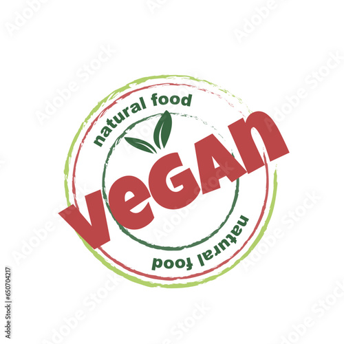 Vegan and natural products sticker, label, badge and logo.
Ecology icon. Logo template with green leaves for organic and eco friendly products. Vector illustration