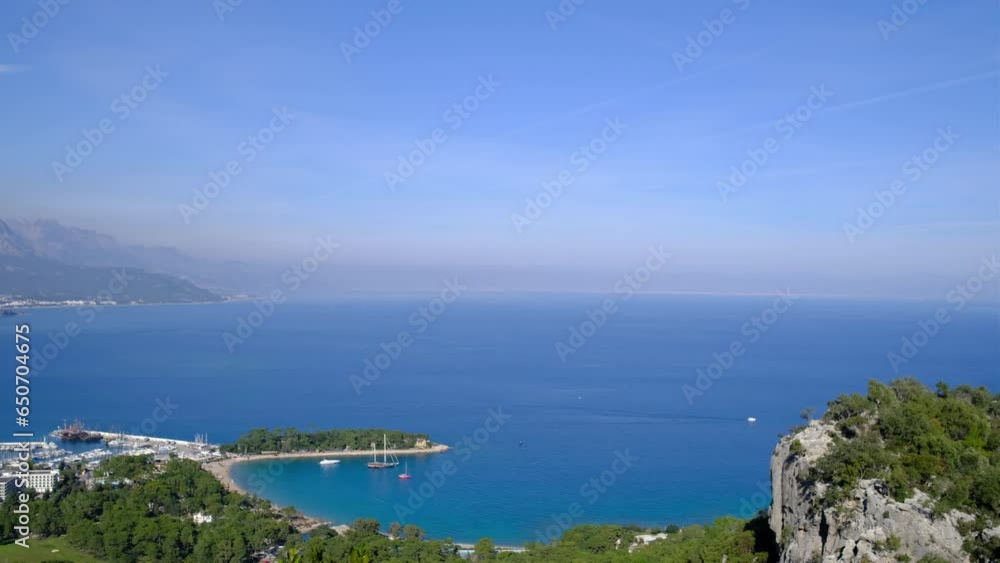 Turkey, trip to city of Kemer, view of Kemer bay, Lunar beach. Travel adventure , active vacations healthy lifestyle and eco tourism concept and idea. Turkey, trip to city of Kemer, view of Kemer bay, Lunar beach. Travel adventure , active vacations healthy lifestyle and eco tourism concept and idea.