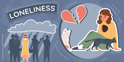 Solitude Loneliness Flat Collage