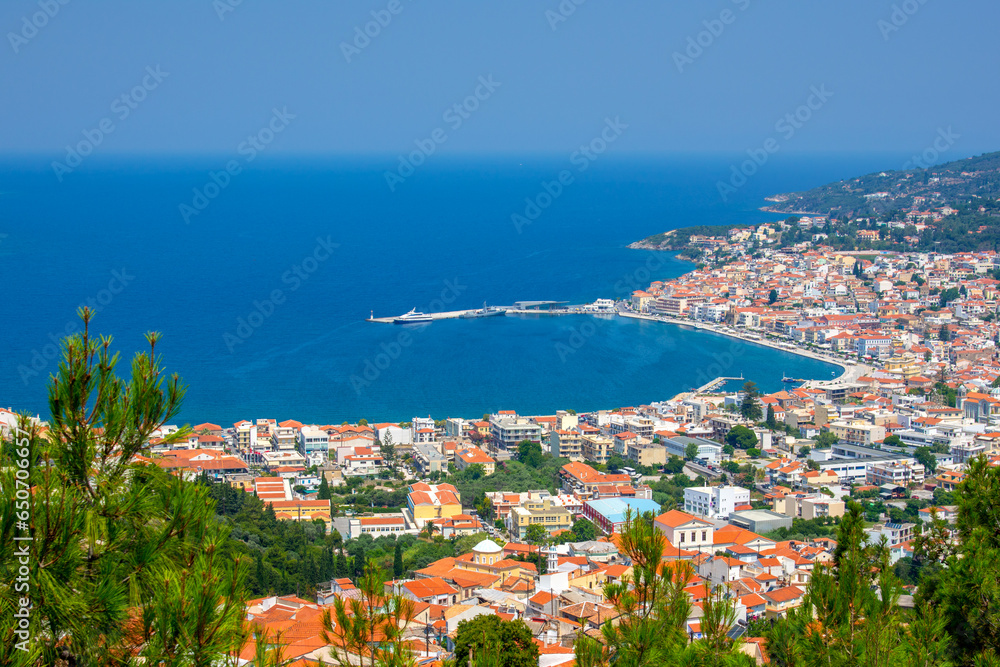 View of Vathi the capital of Samos island, Greece.