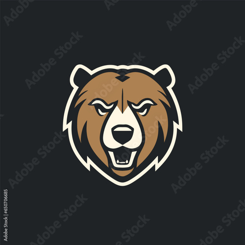 Bear head logo template vector icon illustration design isolated on black background.