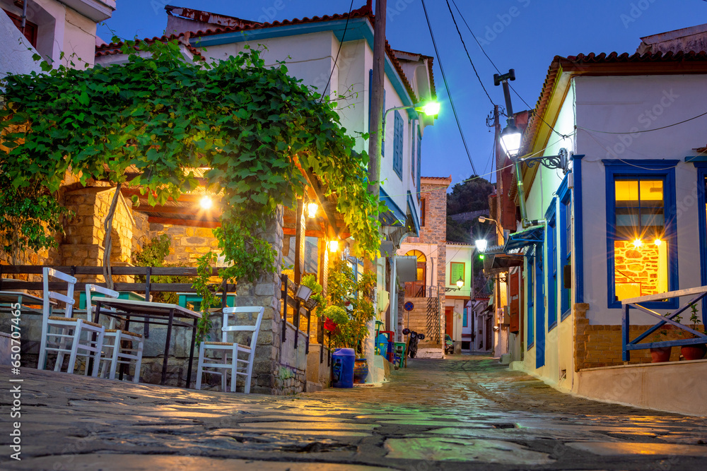 View of Vathi the capital of Samos island, Greece.