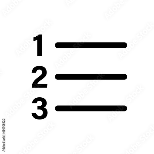 Number list icon vector, list icon line art vector isolated on white background.