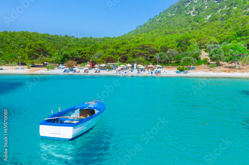 Exotic Mourtias beach on Samos island, Greece.