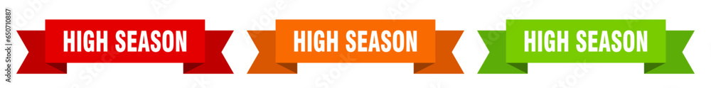 high season ribbon. high season isolated paper sign. banner high season ribbon. high season isolated paper sign. banner