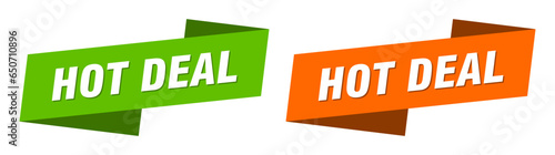 hot deal banner. hot deal ribbon label sign set