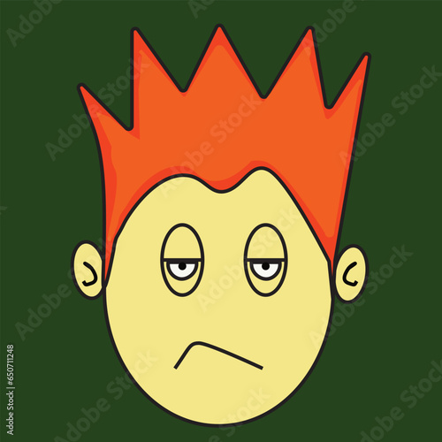 boy hair color orang boring and happy vector face boy