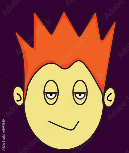 boy hair color orang boring and happy vector face boy