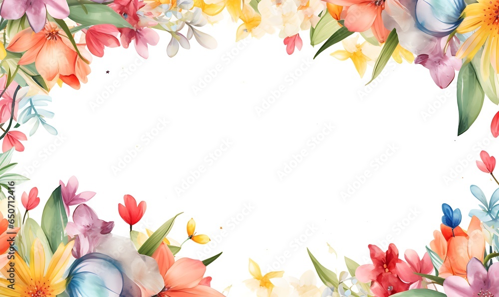 colourful ornament spring frame background, Generative Ai - obrazy, fototapety, plakaty 