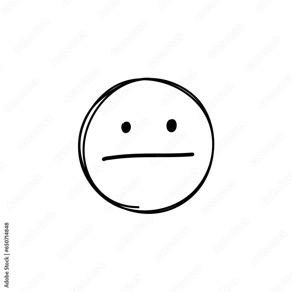 Doodle Emoji face icon. Hand drawn sketch style.