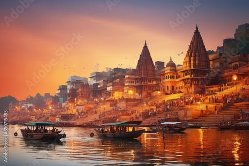Varanasi city with ancient architecture © Pixalogue
