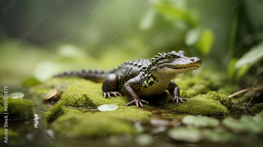 Obraz premium small crocodile in the swamp