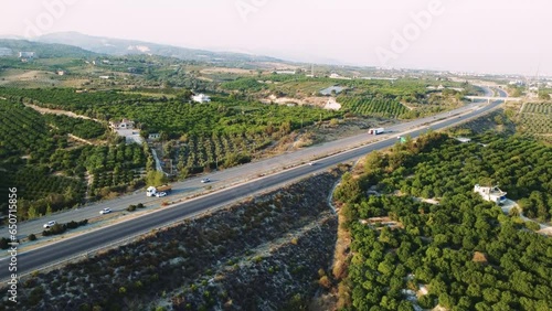 Road trip by car along the mountain highways and serpentines of Turkey. Mersin. photo