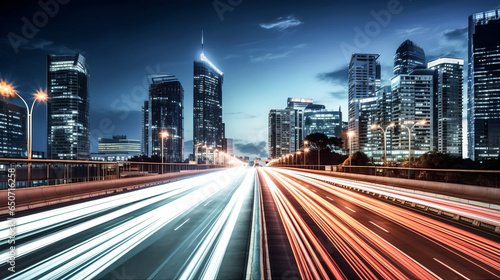 The bustling city highway is captured in a blur of motion in a photograph taken by an urban photographer.