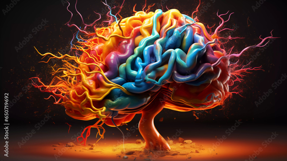 colorful brain explosion  - obrazy, fototapety, plakaty 