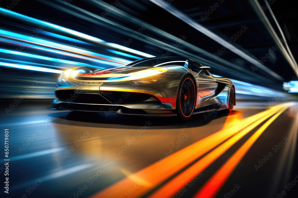 Dynamic Racing Car in Motion Blur