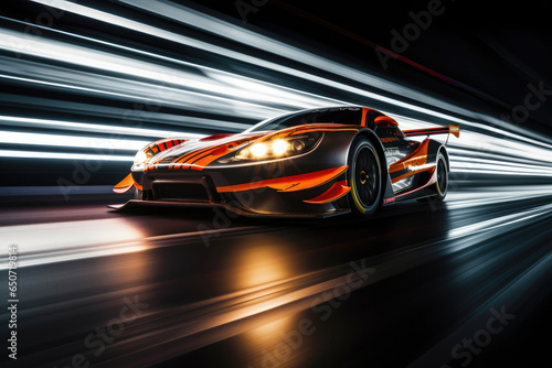 Dramatic Racing Car Lights on the Track © Andrii 