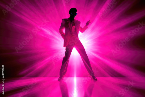 Vibrant Pink Disco Dancer Silhouette