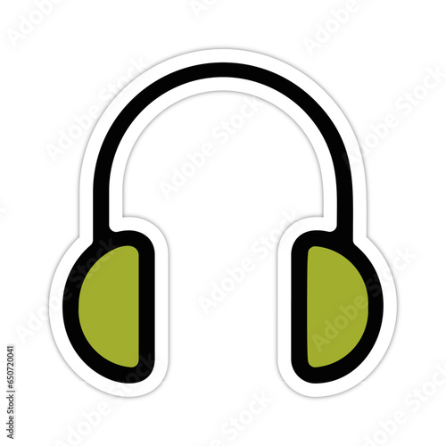 picto logo icones et symbole casque audio ecouteur gras vert relief