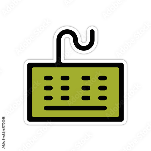 picto logo icones et symbole clavier filaire fin couleur vert relief