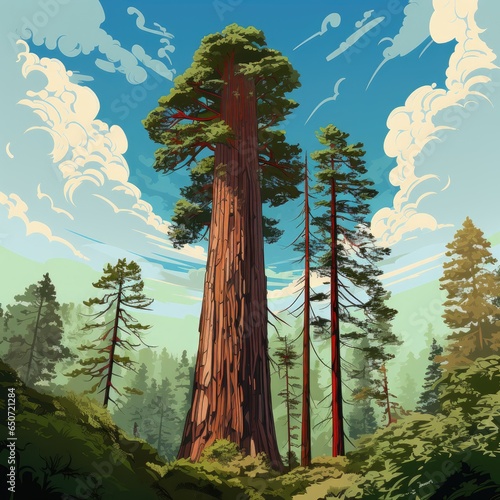 Towering Tree reach for the sky with cartoon style