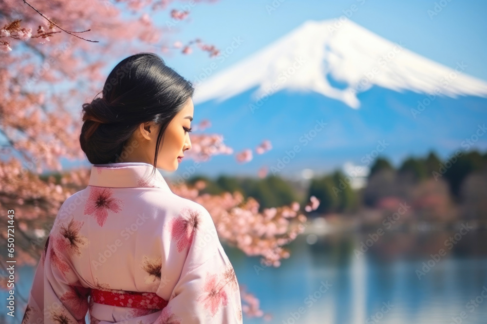 Fuji's Beauty Enhanced by Kimono Elegance