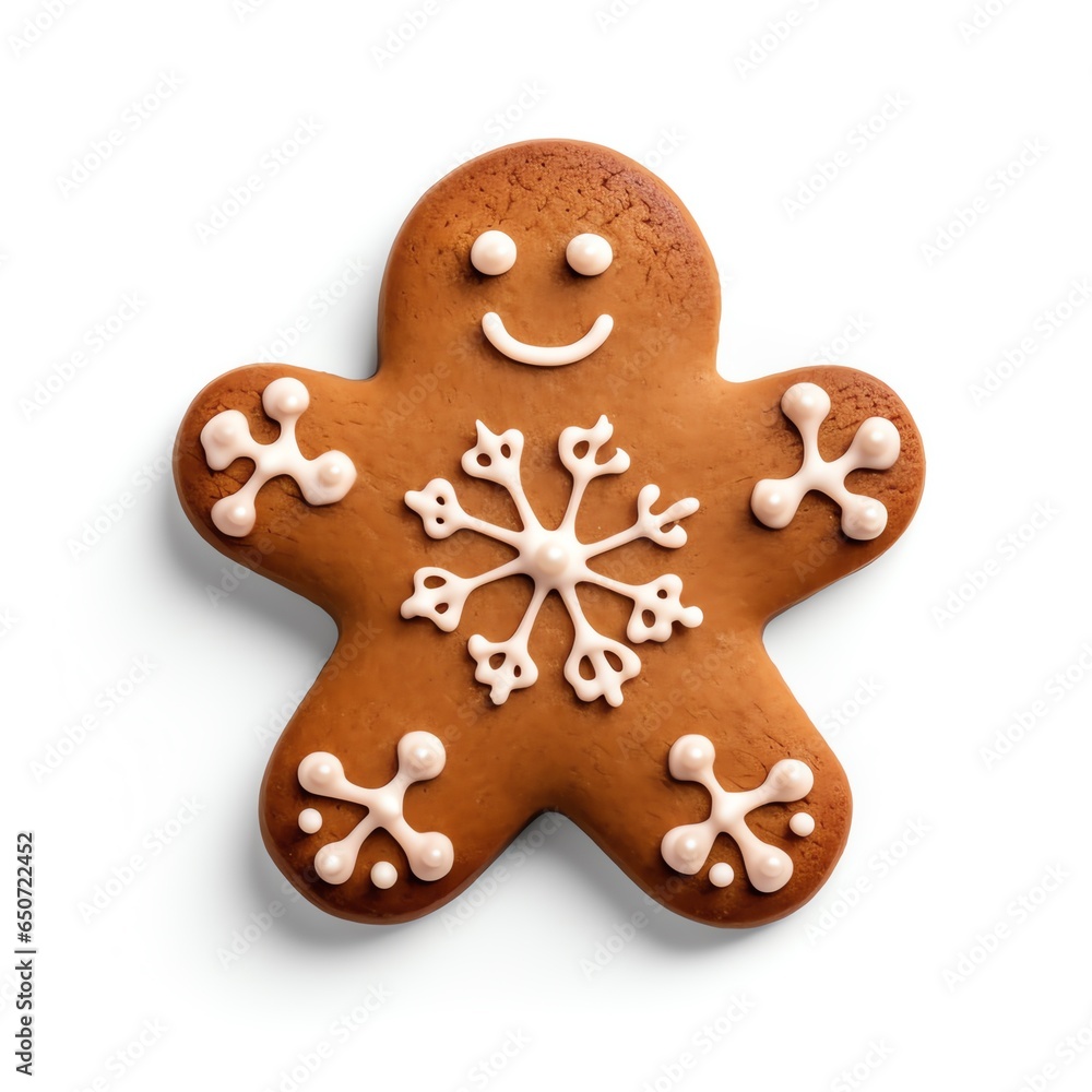 Christmas cookies in the shape of Gingerbread Man on isolated white background. Generative AI Christmas cookies in the shape of Gingerbread Man on isolated white background. Generative AI