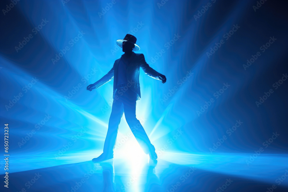 Energetic Blue Disco Dancer Silhouette