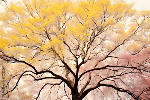 Tree Changing through the season into Autumn background image